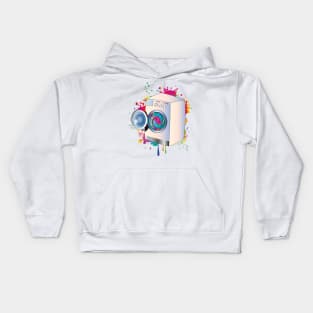 Graffiti style washing machine with colored laundry Kids Hoodie